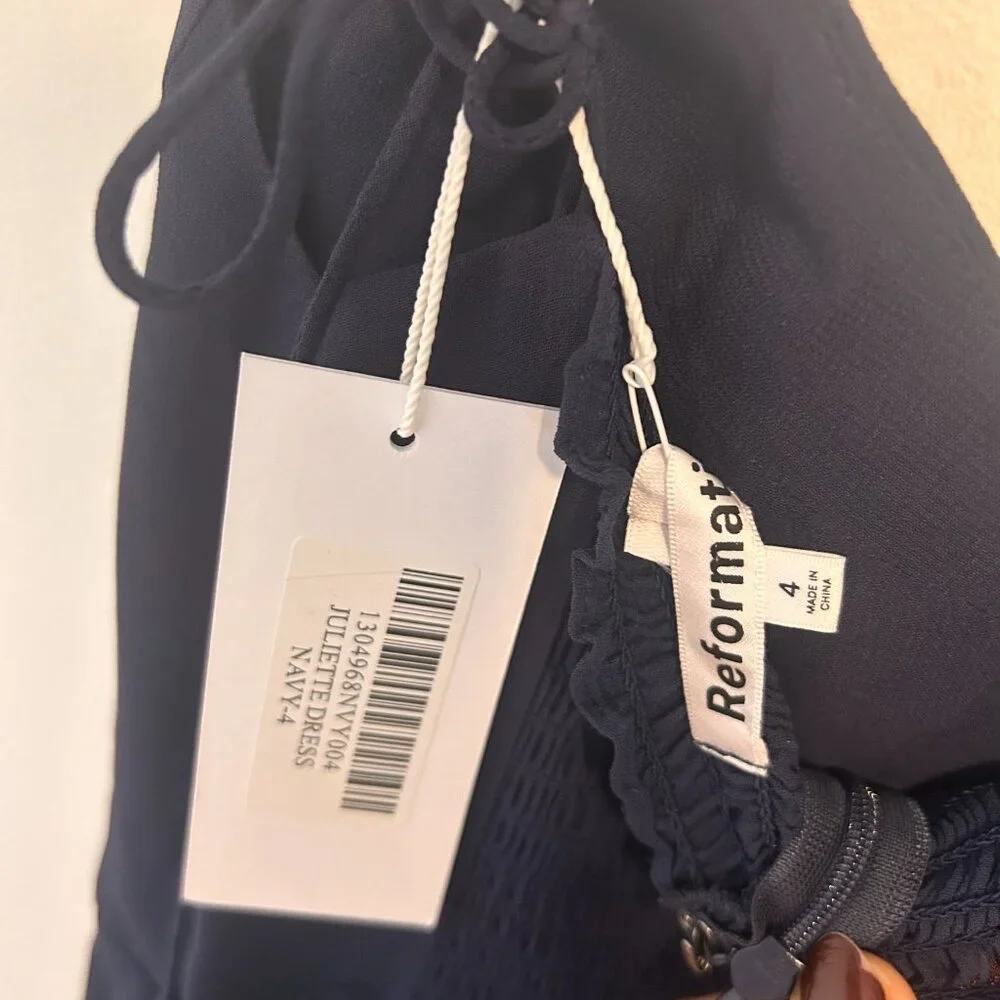 Reformation Juliette Dress Navy NWT Size 4 - Picture 3 of 3